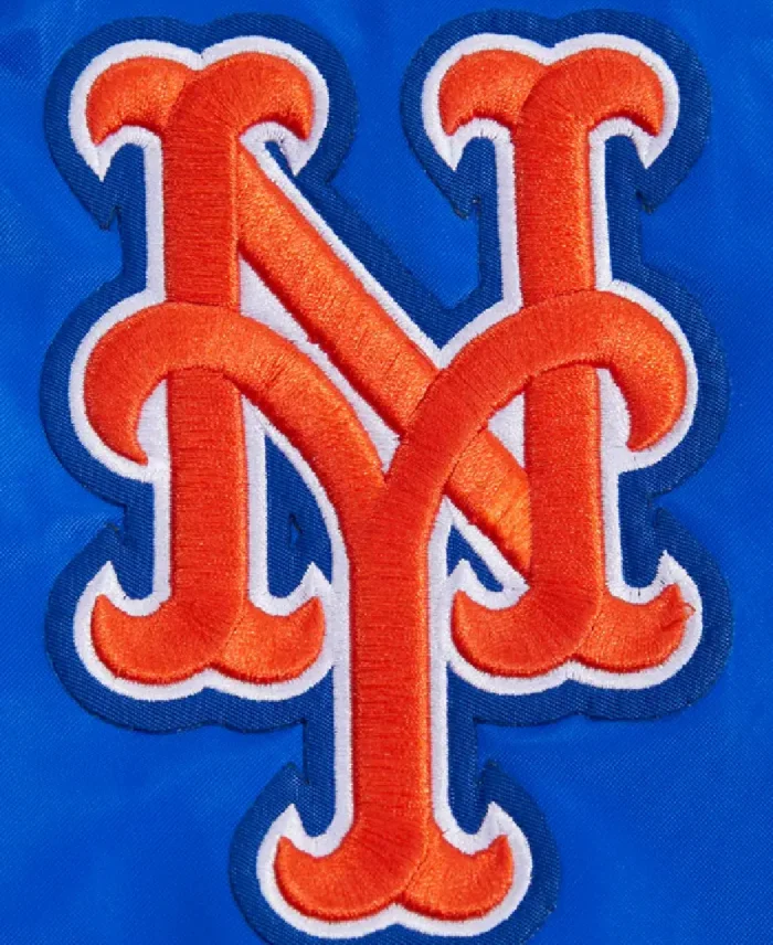 Mlb New York Mets Track Jacket Closeup- Trendy Leather Jacket