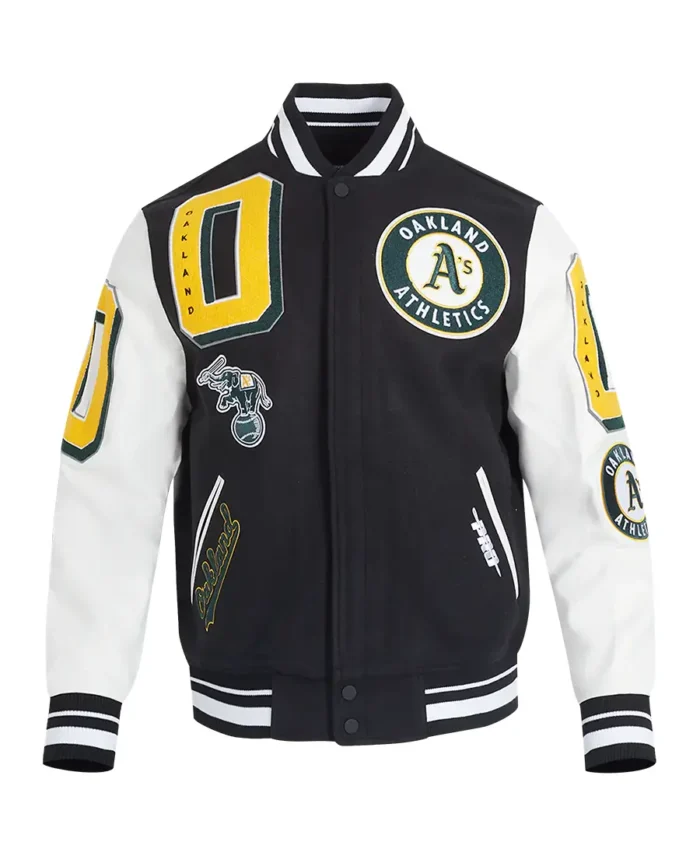 Mlb Oakland Athletics Mashup Varsity Jacket White - Trendy Leather Jacket