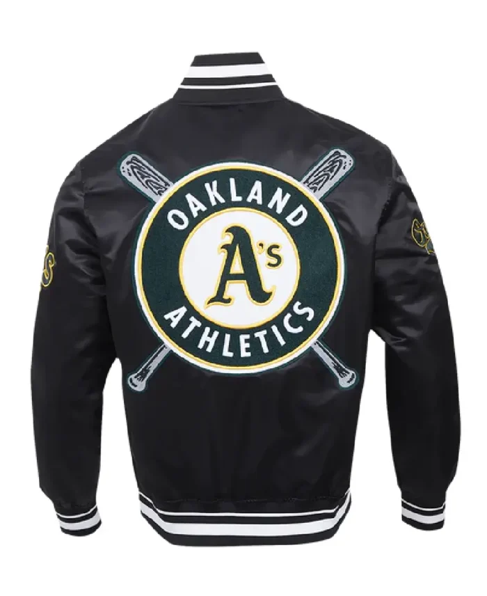 Mlb Oakland Athletics Mashup Varsity Jacket Back - Trendy Leather Jacket