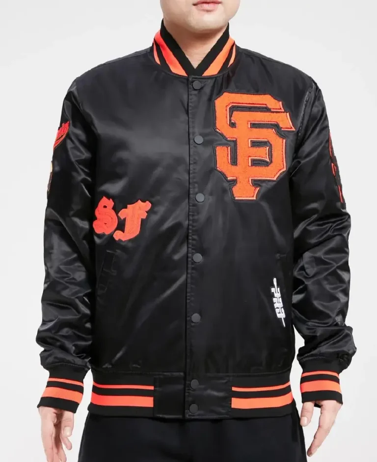 MLB San Francisco Giants Old English Satin Jacket - Trendy Leather Jacket