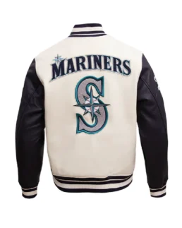 MLB Seattle Mariners Retro Classic Varsity Jacket back - Trendy Leather Jackets