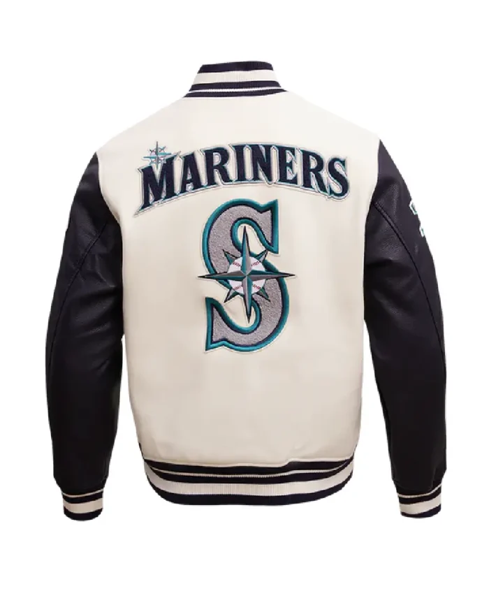 Mlb Seattle Mariners Retro Classic Varsity Jacket Back - Trendy Leather Jackets