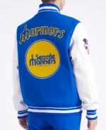 MLB Seattle Mariners Retro Classic Varsity Jacket blue back - Trendy Leather Jackets