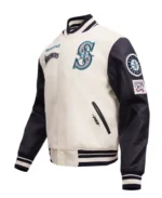 MLB Seattle Mariners Retro Classic Varsity Jacket side - Trendy Leather Jackets