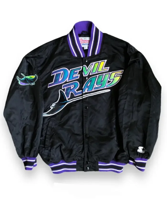 Mlb Tampa Bay Devil Rays Satin Vintage Bomber Jacket