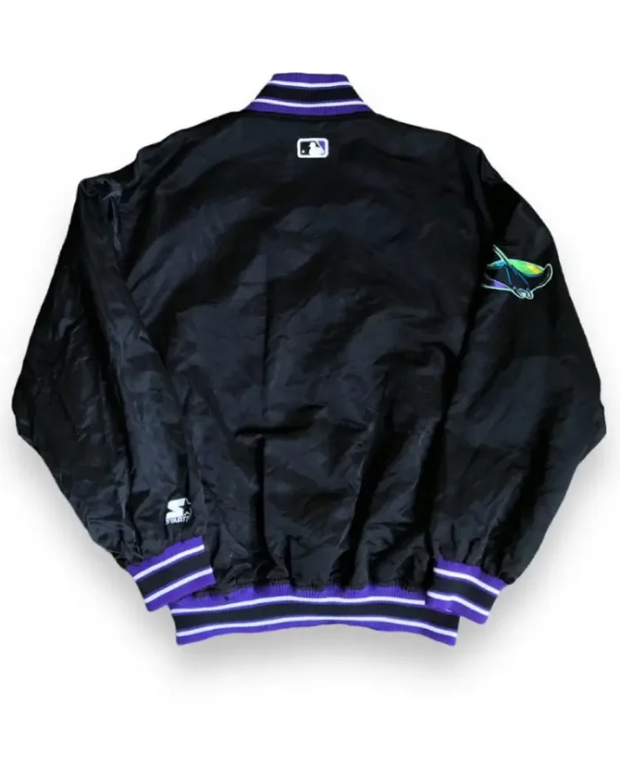 Mlb Tampa Bay Devil Rays Satin Vintage Bomber Jacket Back