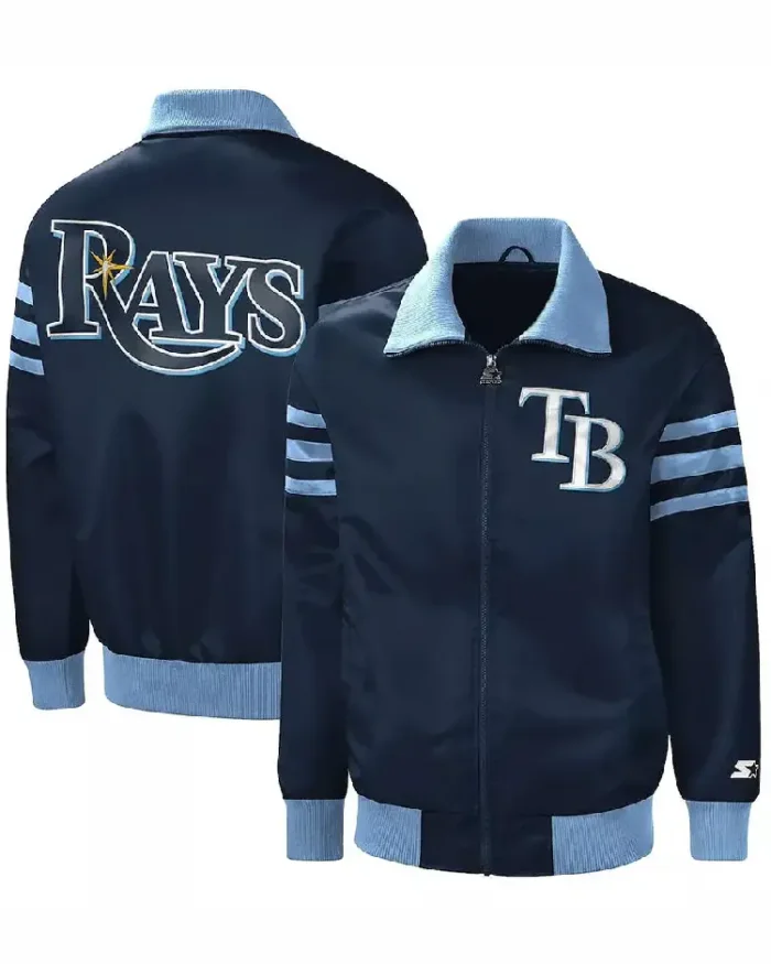 Mlb Tampa Bay Rays Captain Ii Varsity Satin Jacket Front And Back