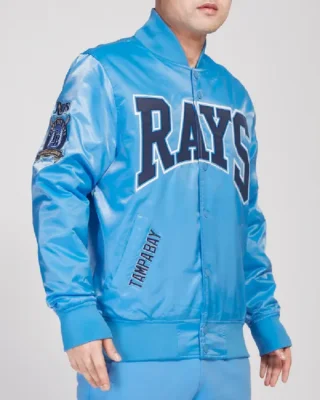 MLB Tampa Bay Rays Crest Emblem Satin Jacket side