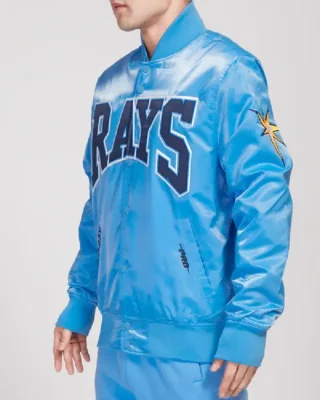 MLB Tampa Bay Rays Crest Emblem Satin Jacket side view