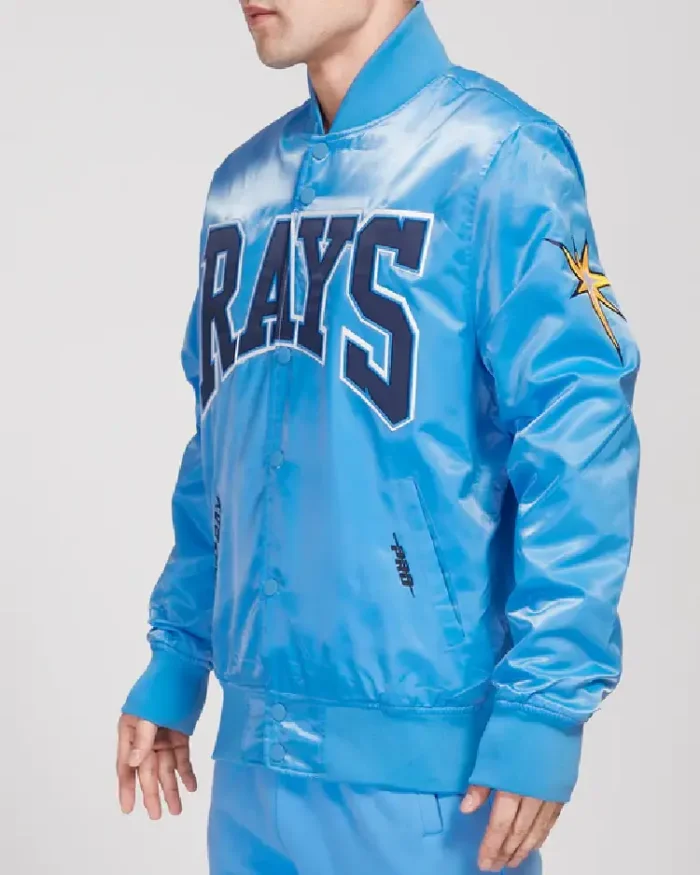 Mlb Tampa Bay Rays Crest Emblem Satin Jacket Side View