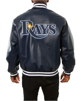 MLB Tampa Bay Rays JH Design Navy Classic Varsity Jacket back