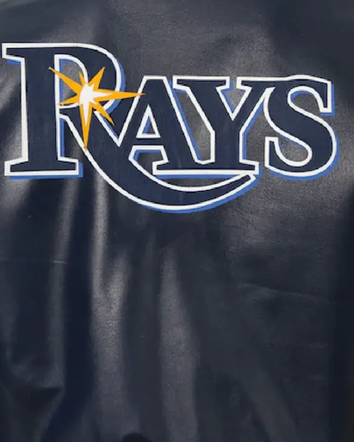 Mlb Tampa Bay Rays Jh Design Navy Classic Varsity Jacket Closeup