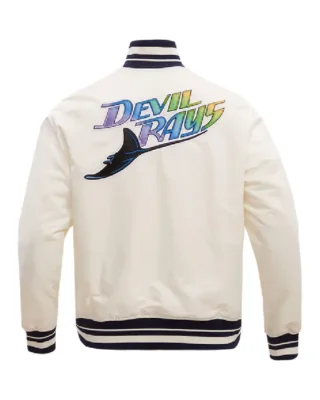 MLB Tampa Bay Rays Retro Classic Satin Jacket white back view