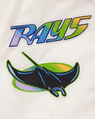 MLB Tampa Bay Rays Retro Classic Satin Jacket white closeup