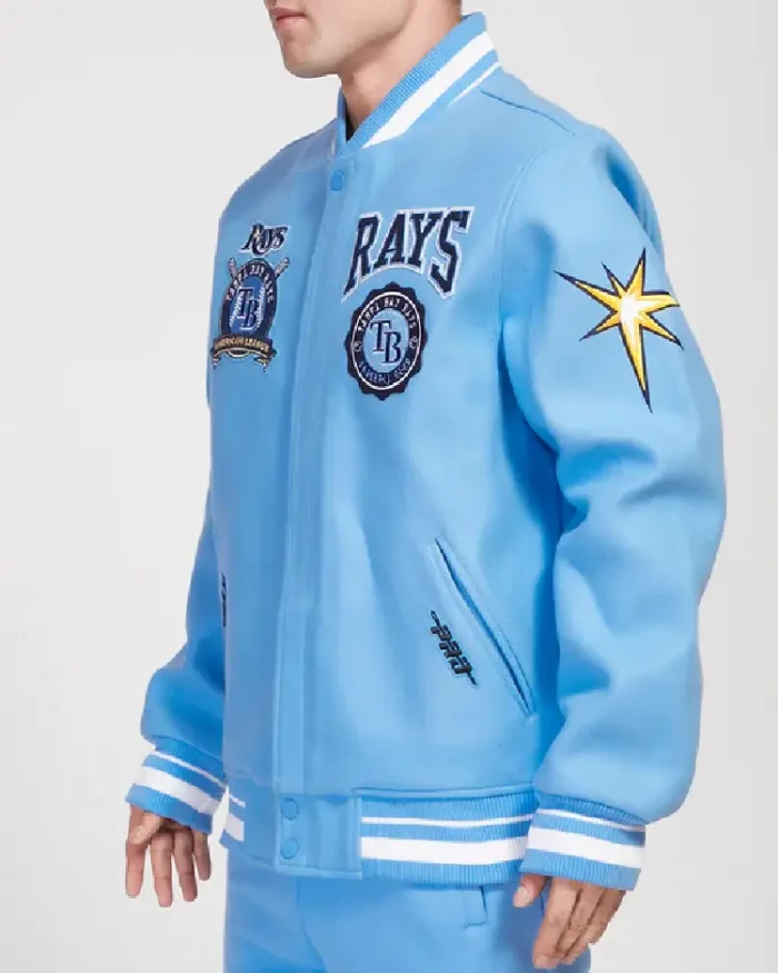 Mlb Tampa Bay Devil Rays Wool Varsity Jacket Side View