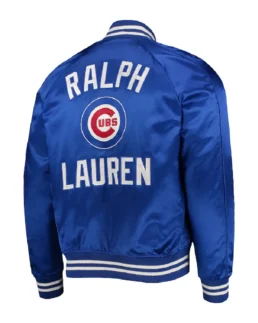 Men's Chicago Cubs Polo Raglan Jacket back - Trendy Leather Jacket