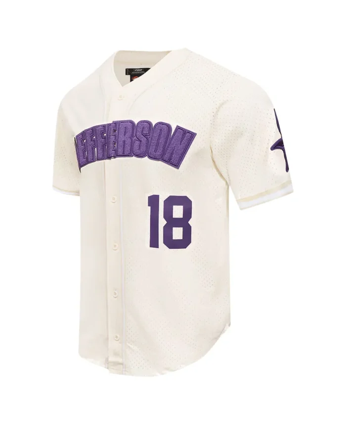 Minnesota Vikings Baseball Jersey White Front Look - Trendy Leather Jackets