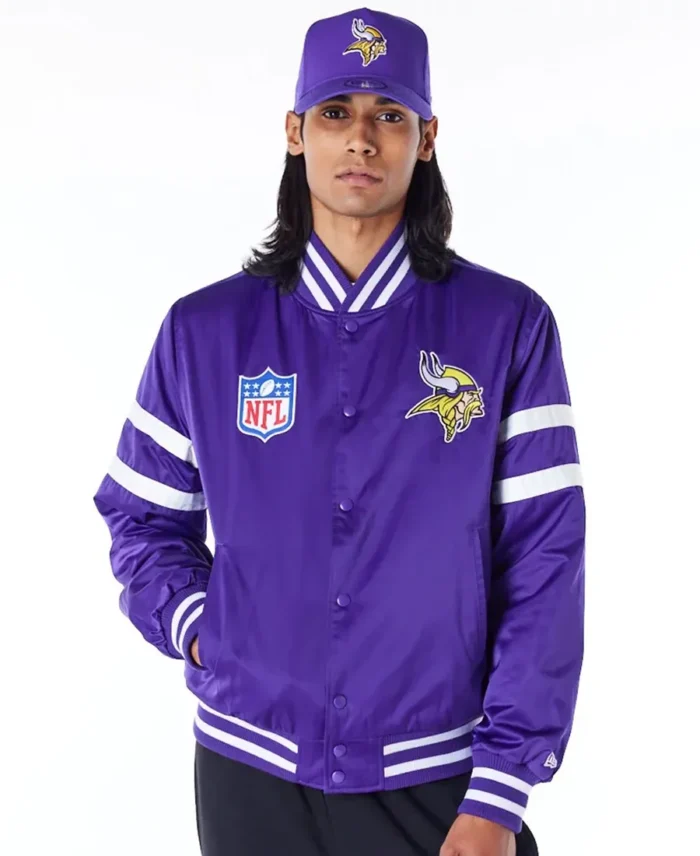 Minnesota Vikings Nfl Satin Purple Bomber Jacket