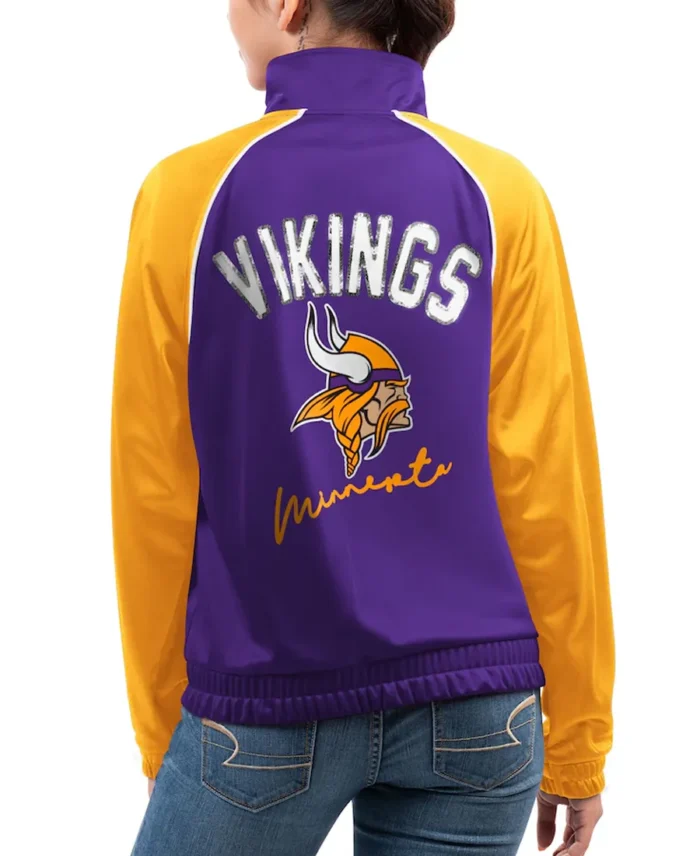 Minnesota Vikings Showup Fashion Dolman Track Jacket Back Look - Trendy Leather Jackets