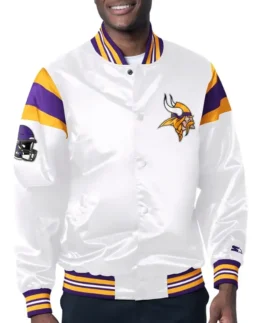 Minnesota Vikings Starter White Satin Jacket