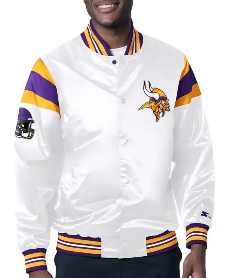 Minnesota Vikings Starter White Satin Jacket