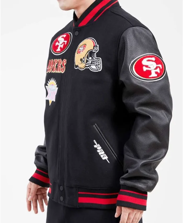 Nfl Mashup San Francisco 49Ers Varsity Jacket Left Side - Trendy Leather Jackets