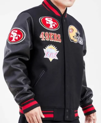 NFL Mashup San Francisco 49ers Varsity Jacket Right Side - Trendy Leather Jackets