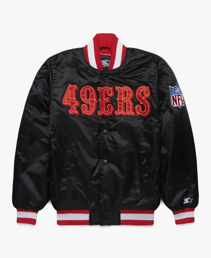 Nfl San Francisco 49Ers Homage X Starter Black Satin Jacket - Trendy Leather Jackets