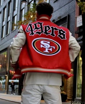 NFL San Francisco 49ers Jeff Hamilton Varsity Jacket back - Trendy Leather Jackets