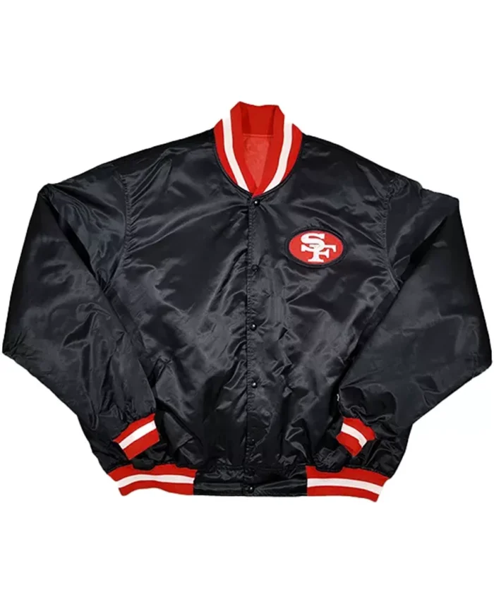 Nfl San Francisco 49Ers Starter Jacket Black Front - Trendy Leather Jackets