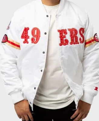 NFL San Francisco 49ers Starter White Jacket - Trendy Leather Jackets