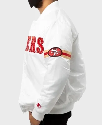 NFL San Francisco 49ers Starter White Jacket Side View - Trendy Leather Jackets