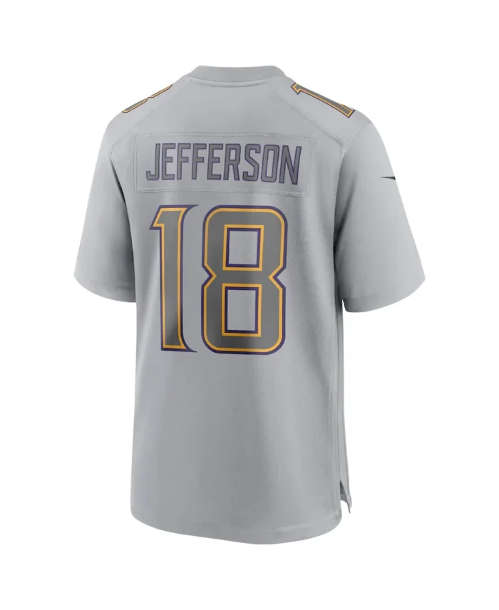 Nike Justin Jefferson Gray Minnesota Vikings Atmosphere Fashion Game Jersey Back - Trendy Leather Jackets