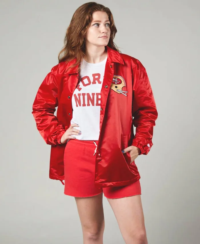 San Francisco 49Ers Homage X Starter Red Coach Jacket Open Closure - Trendy Leather Jackets