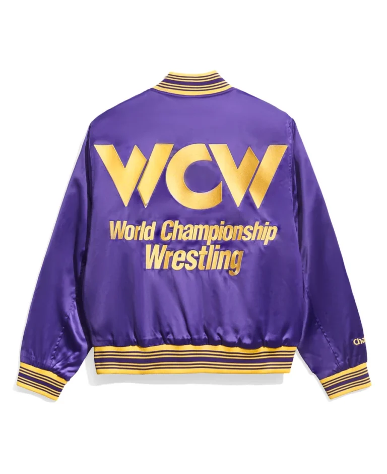 Shop WCW Purple Quilted Satin Jacket For Men And Women On Sale - Trendy Leather Jackets