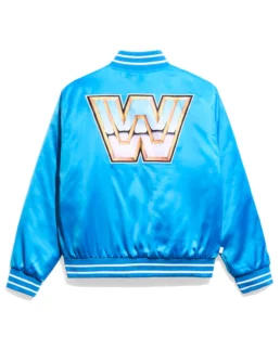 Shop WWE OG Legends Blue Quilted Satin Jacket For Men And Women On Sale - Trendy Leather Jackets