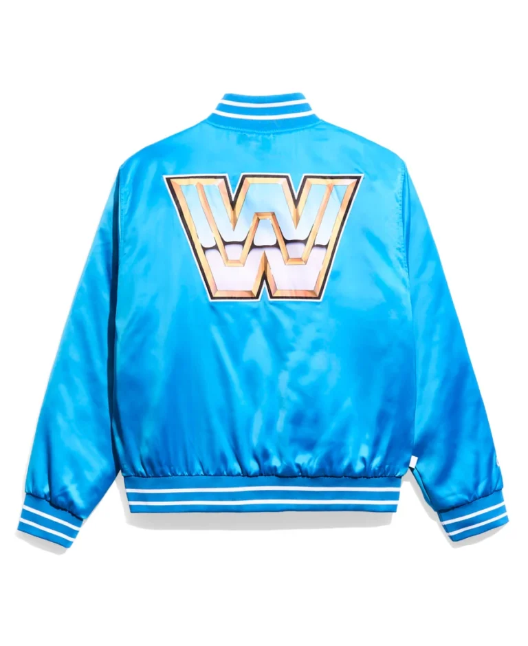 Shop WWE OG Legends Blue Quilted Satin Jacket For Men And Women On Sale - Trendy Leather Jackets