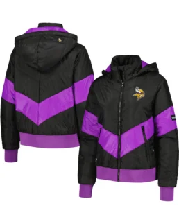 The Wild Collective Minnesota Vikings Black Puffer Hoodie Jacket - Trendy Leather Jackets