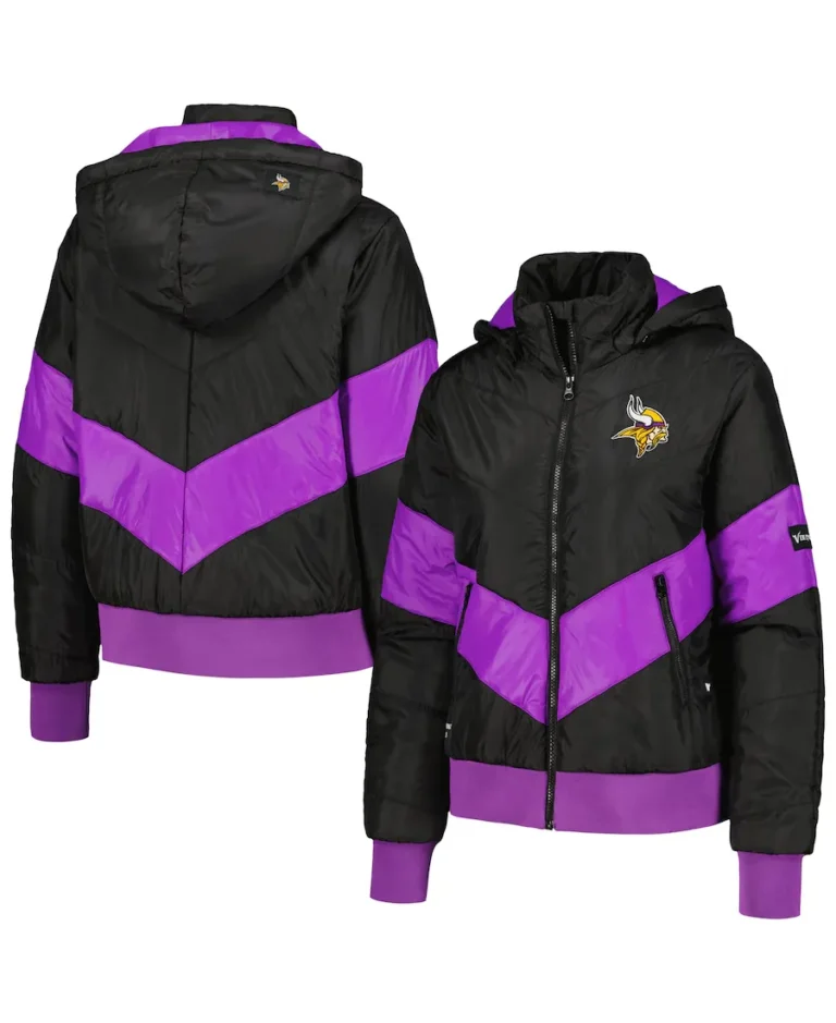 The Wild Collective Minnesota Vikings Black Puffer Hoodie Jacket - Trendy Leather Jackets