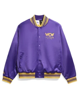 WCW Purple Quilted Satin Jacket - Trendy Leather Jackets