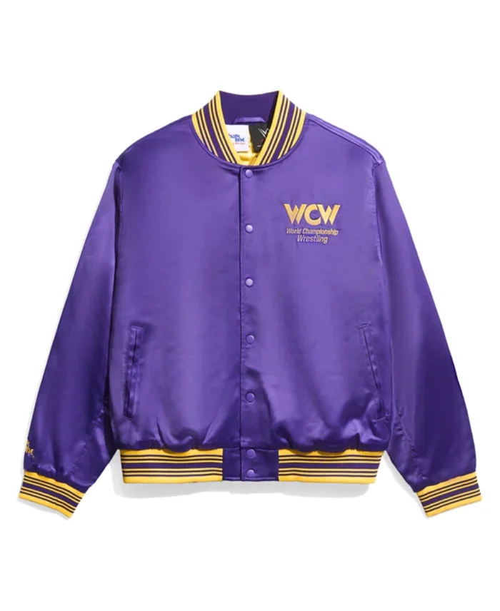 Wcw Purple Quilted Satin Jacket - Trendy Leather Jackets