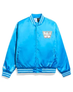 WWE OG Legends Blue Quilted Satin Jacket - Trendy Leather Jackets