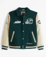 Abercrombie New York Jets Varsity Bomber Jacket - Trendy Leather Jackets