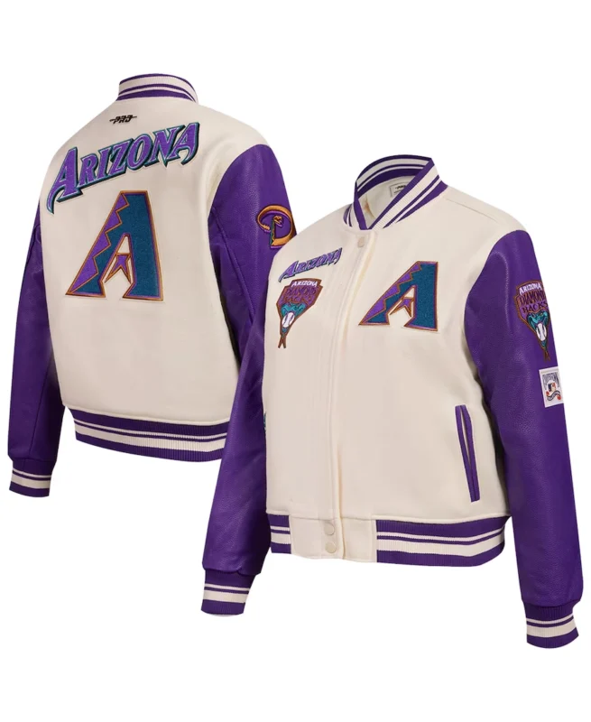 Arizona Diamondbacks Retro Classic Cream Varsity Jacket - Trendy Leather Jackets