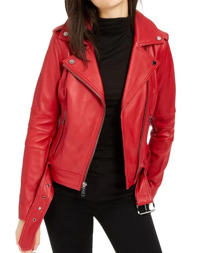 Biker Red Waist Length Leather Jacket - Trendy Leather Jackets