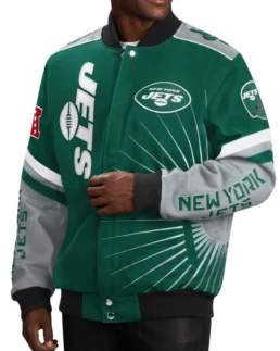 Carl Banks G-III Extreme Red Zone NY Jets Varsity Jacket - Trendy Leather Jackets