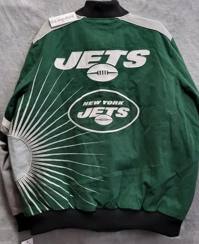 Carl Banks G-Iii Extreme Red Zone Ny Jets Varsity Jacket Back - Trendy Leather Jackets