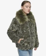 Charleroi Crushed Velvet Down Puffer Jacket Forest Green - Trendy Leather Jackets