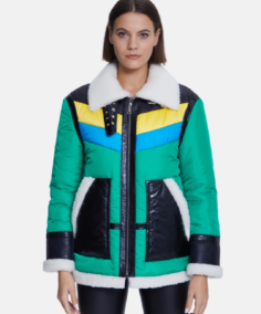 Cracked Green and Black Fur Jacket