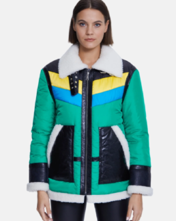 Cracked Green and Black Fur Jacket